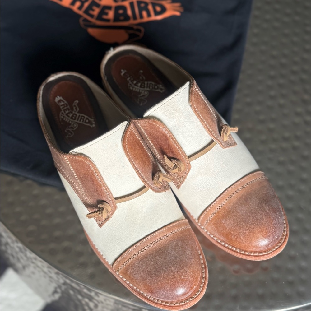 Freebird by Steven Brown and Cream Mules with Two-Tone Design